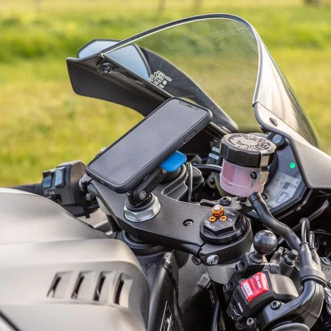 התקן מעמד לטלפון עם חיבור לבורג מזלג אופנוע Quad Lock Motorcycle Fork Stem Mount - Image 3