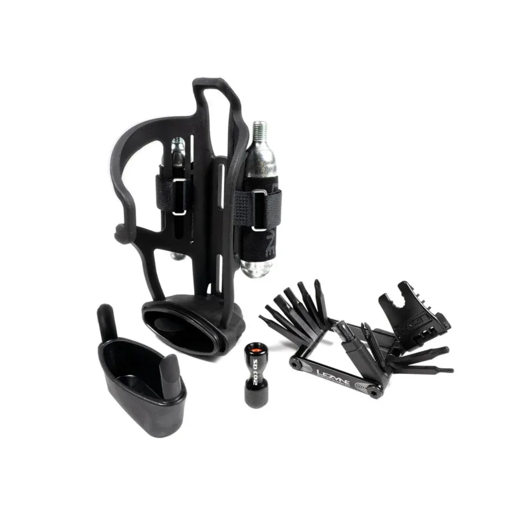 אוחז בקבוק מהצד כולל ערכת תיקון מלאה Lezyne Tubeless Flow Storage Cage SL